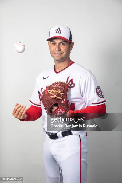Anibal Sanchez of the Washington Nationals poses during Photo Day at The Ballpark of the Palm Beaches on March 17, 2022 in West Palm Beach, Florida.