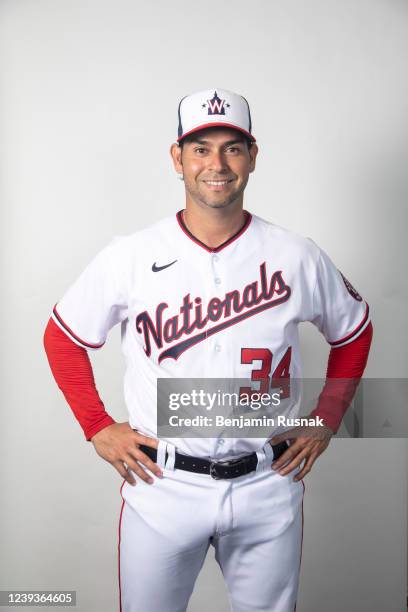 Anibal Sanchez of the Washington Nationals poses during Photo Day at The Ballpark of the Palm Beaches on March 17, 2022 in West Palm Beach, Florida.