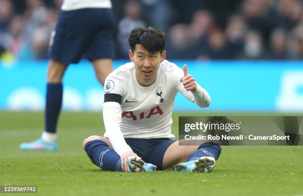 Tottenham Hotspur's Son Heung-Min during the Premier League match between Tottenham Hotspur and West Ham United at Tottenham Hotspur Stadium on March...