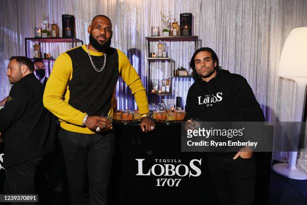 In this image released on March 21, LeBron James and Diego Osorio attend the Lobos 1707 Official Launch into Canadian market at Harbour 60 in...