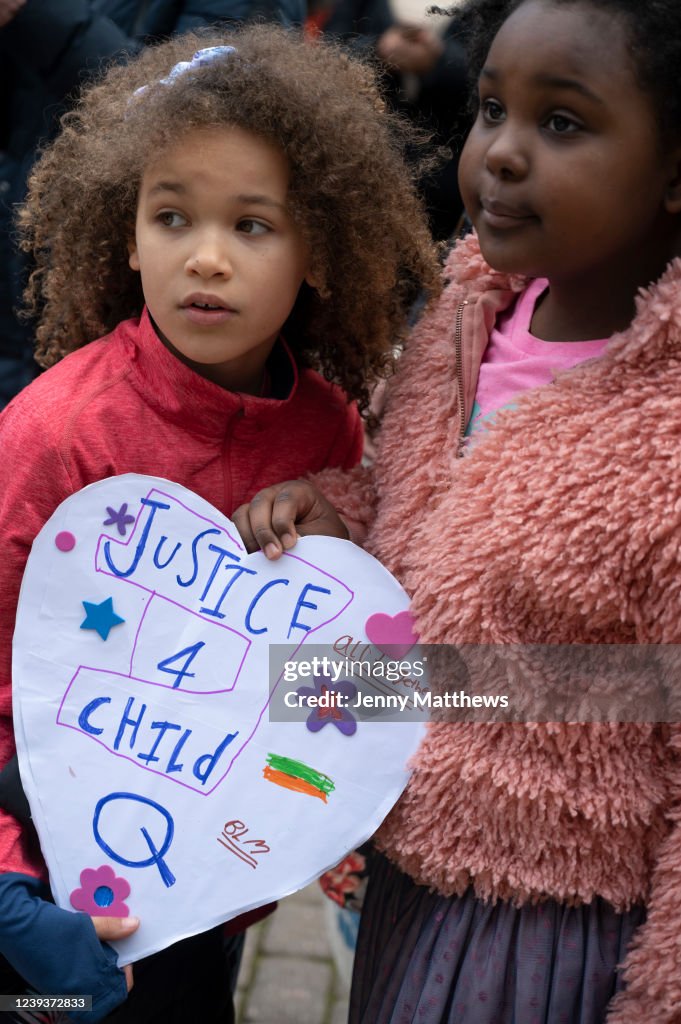 Hackney Child Hundreds of protesters attend a rally in front of Hackney Town Hall ...