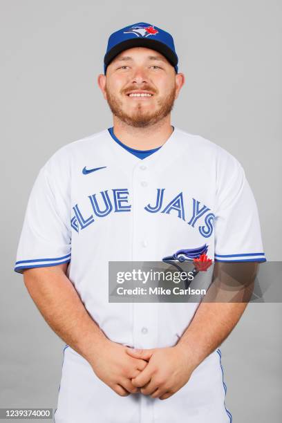 Alejandro Kirk of the Toronto Blue Jays poses for a photo during the Toronto Blue Jays Photo Day at TD Ballpark on Saturday, March 19, 2022 in...