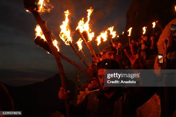 People celebrate spring festival of Nowruz in Duhok, Iraq on March 20, 2022.
