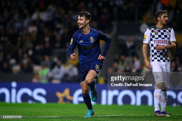 Fabio Vieira of FC Porto celebrates after scoring his team's first goal during the Liga Portugal Bwin match between Boavista Porto FC and FC Porto at...
