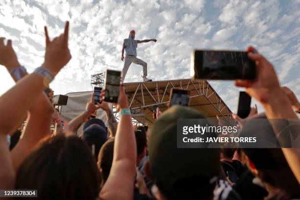 Singer Colson Baker, also known as Machine Gun Kelly , performs during his show at the Lollapalooza 2022 music festival in Santiago, on March 20,...