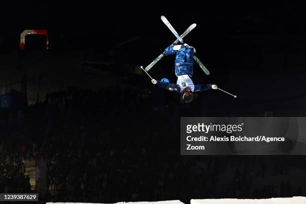 Jaelin Kauf of Team United States competes during the FIS Freestyle Ski World Cup Men's and Women's Moguls on March 18, 2022 in Megeve, France.