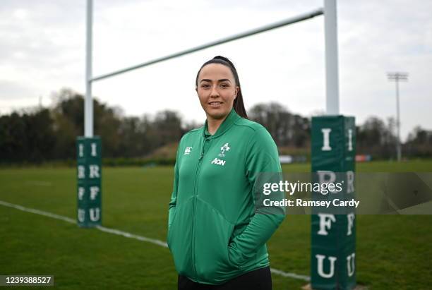 Dublin , Ireland - 21 March 2022; Newly announced captain Nichola Fryday poses for a portrait during an Ireland Women's Rugby press conference at...