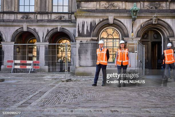 Dutch Senate President Jan Anthonie Bruijn and ouse of Representatives President Vera Bergkamp walk through the Binnenhof at its closure the public...