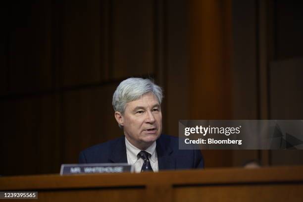 Senator Sheldon Whitehouse, a Democrat from Rhode Island, speaks during a Senate Judiciary Committee confirmation hearing for Judge Ketanji Brown...