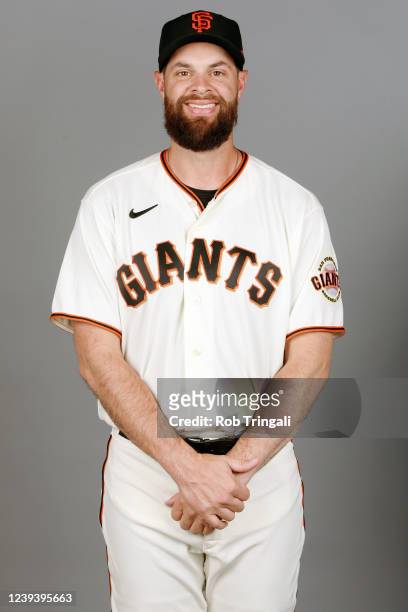 Brandon Belt of the San Francisco Giants poses for a photo during the San Francisco Giants Photo Day at Scottsdale Stadium on Friday, March 18, 2022...