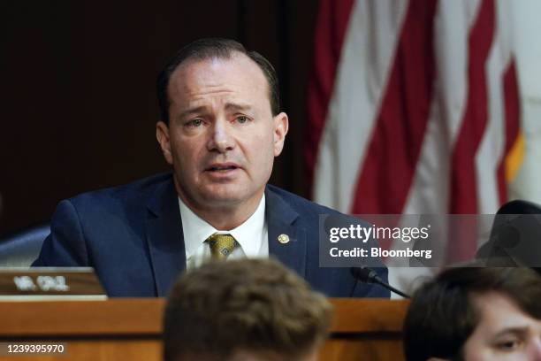 Senator Mike Lee, a Republican from Utah, speaks during a Senate Judiciary Confirmation hearing for Judge Ketanji Brown Jackson in Washington, D.C.,...