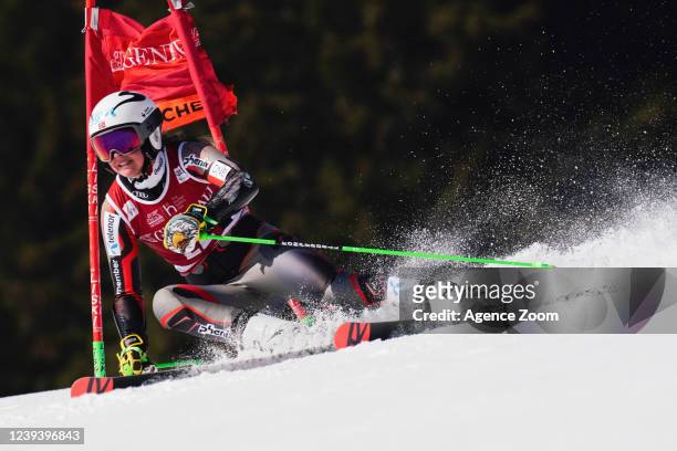 Thea Louise Stjernesund of Team Norway in action during the Audi FIS Alpine Ski World Cup Women's Giant Slalom on March 20, 2022 in Courchevel,...
