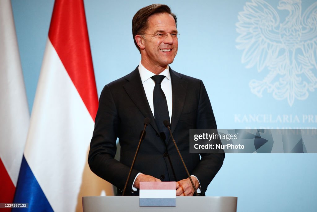 Mark Rutte Press Conference Visit by Dutch PM Mark Rutte with PM Mateusz Morawiecki in Warsaw ...