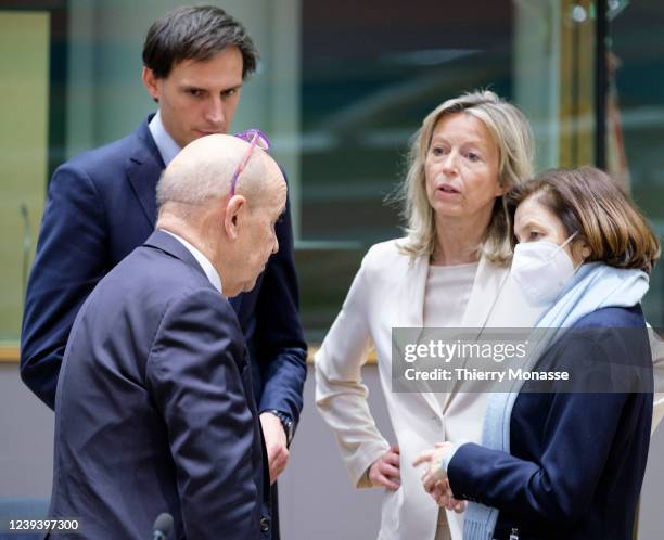 Dutch Minister of Foreign affairs Wopke Bastiaan Hoekstra talks with the French Minister of Europe and Foreign Affairs Jean-Yves Le Drian, the Dutch...