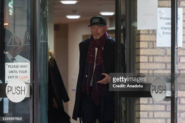 Former tennis star Boris Becker leaves the Southwark Crown Court after the first day of his trial over allegedly concealing his assets, including...