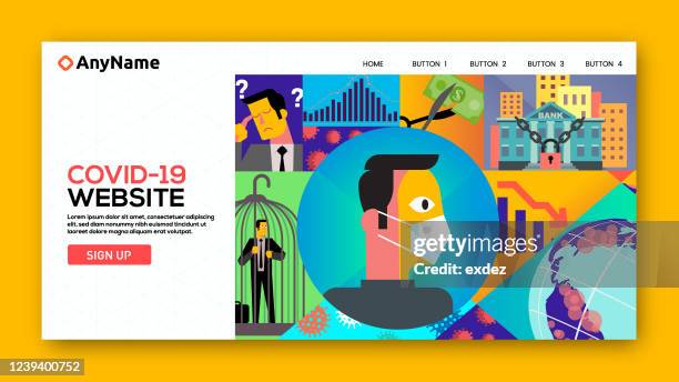 corona economic disaster website - data loss prevention stock illustrations