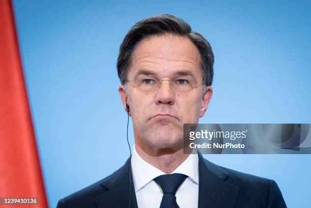 Dutch Prime Minister Mark Rutte joint press conference with Polish Prime Minister Mateusz Morawiecki at the Chancellery in Warsaw, Poland, on March...