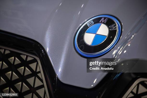 The BMW logo on a iX model during the 43rd Bangkok International Motor Show 2022 at IMPACT for the Press Tour in Bangkok, Thailand on March 22, 2022....