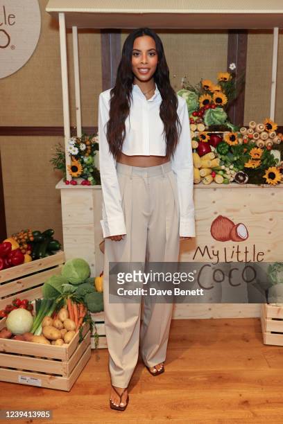 Rochelle Humes attends the My Little Coco Weaning Collection launch, founded by Rochelle Humes at The Hoxton Hotel on March 22, 2022 in London,...