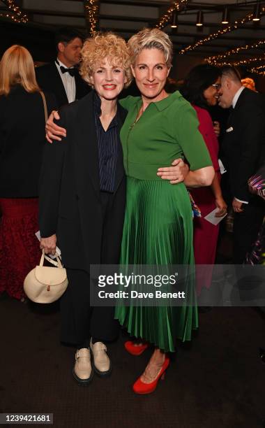Maxine Peake and Tamsin Greig attend The National Theatre's "Up Next" fundraising gala at The National Theatre on March 22, 2022 in London, England.