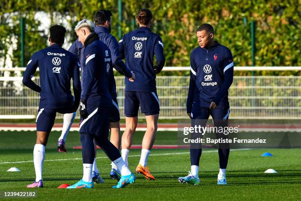 Kylian MBAPPE of France during a training session of France national soccer team ahead of their friendly football matches against Ivory Coast and...