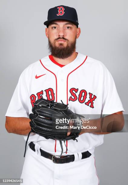 John Schreiber poses for a photo during the Boston Red Sox Photo Day at JetBlue Park at Fenway South on Wednesday, March 16, 2022 in Fort Myers,...