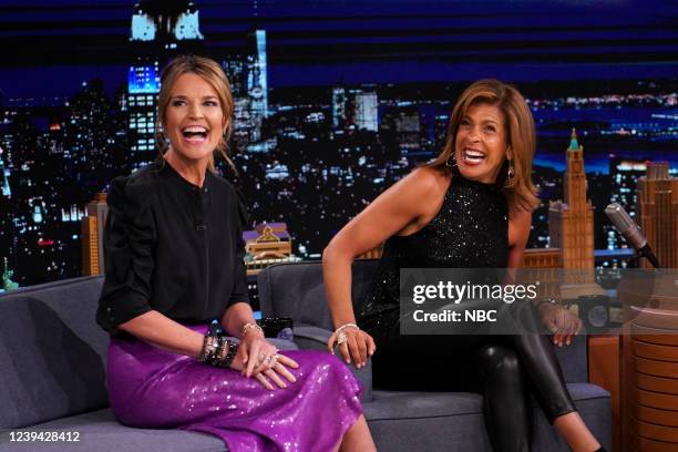 Episode 1620 -- Pictured: Today show hosts Savannah Guthrie and Hoda Kotb during an interview on Tuesday, March 22, 2022 --