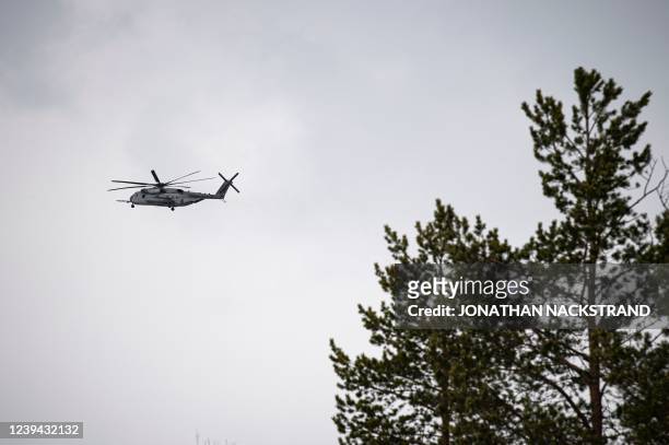 The Sikorsky CH-53E Super Stallion, a heavy-lift helicopter operated by the United States military is pictured in flight during the international...