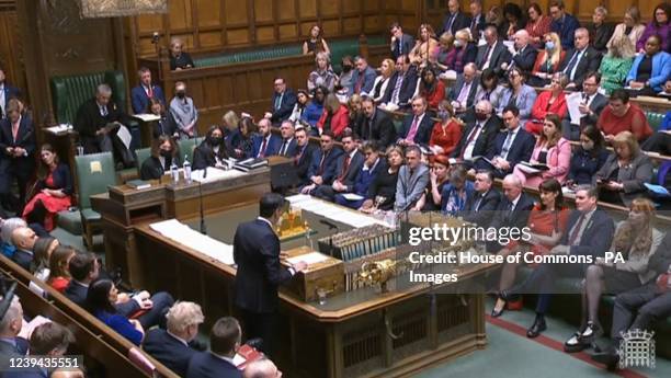 Chancellor of the Exchequer Rishi Sunak delivering his Spring Statement in the House of Commons, London. Picture date: Wednesday March 23, 2022.