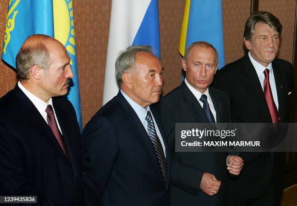 Russian President Vladimir Putin , Ukraine President Viktor Yushchenko , Belarus President Alexander Lukashenko and kazakhstan President Nursultan...