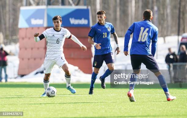 Jens Castrop of Italy and Marco Nasti of Italy during the UEFA Under19 European Championship Qualifier match between Germany U19 and Italy U19 at...