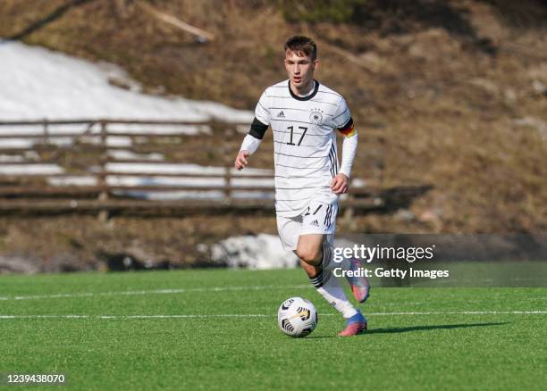 Torben Rhein of Germany during the UEFA Under19 European Championship Qualifier match between Germany U19 and Italy U19 at Myyrmäki Stadium on March...