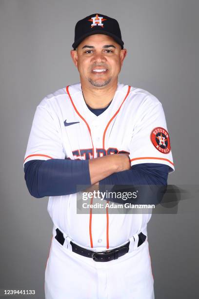 Hitting Coach Alex Cintron of the Houston Astros poses for a photo during the Houston Astros Photo Day at The Ballpark of the Palm Beaches complex on...