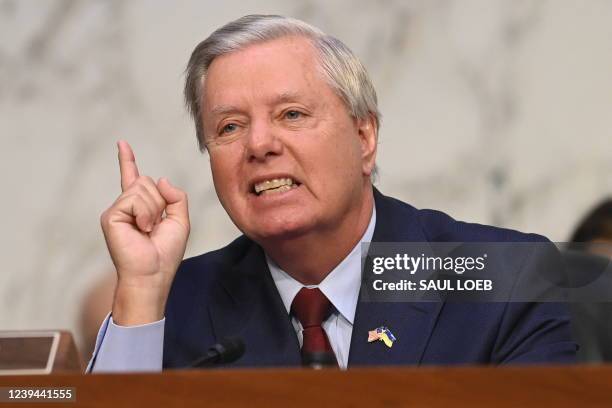 Republican Senator Lindsey Graham questions Judge Ketanji Brown Jackson during her testimony on her nomination to become an Associate Justice of the...
