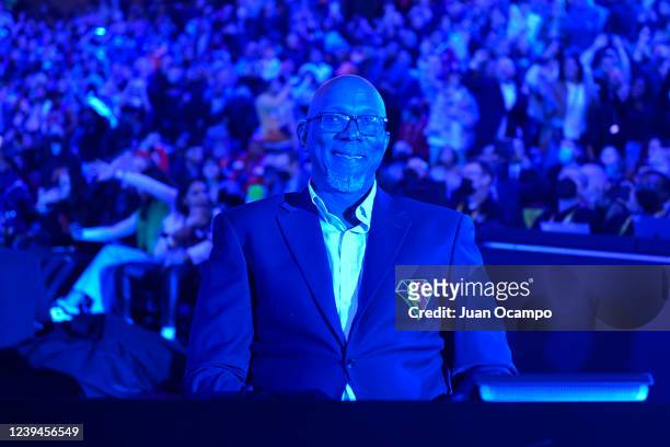Legend Clyde Drexler poses for a photograph during the State Farm All-Star Saturday Night as part the 2022 All Star Weekend on Saturday, February 19,...