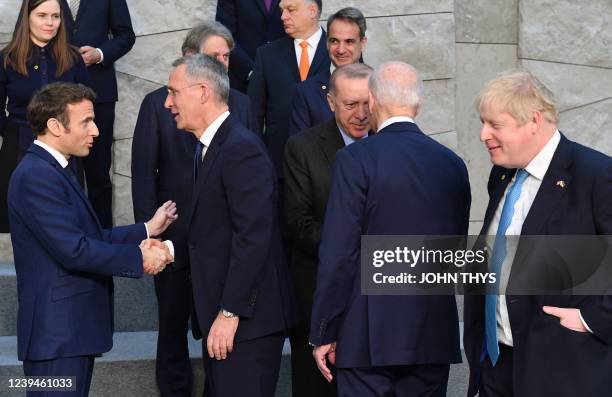 France's President Emmanuel Macron, NATO Secretary General Jens Stoltenberg, Turkey's President Recep Tayyip Erdogan, US President Joe Biden and...