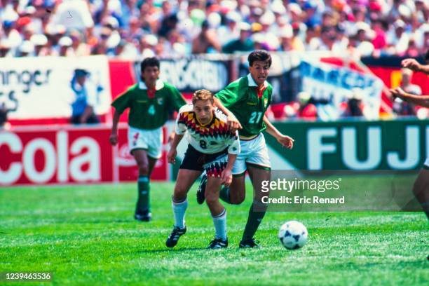 Thomas HASSLER of Germany and Erwin SANCHEZ of Bolivia during the World Cup, group C match between Germany and Bolivia, at Soldier Field, Chicago,...