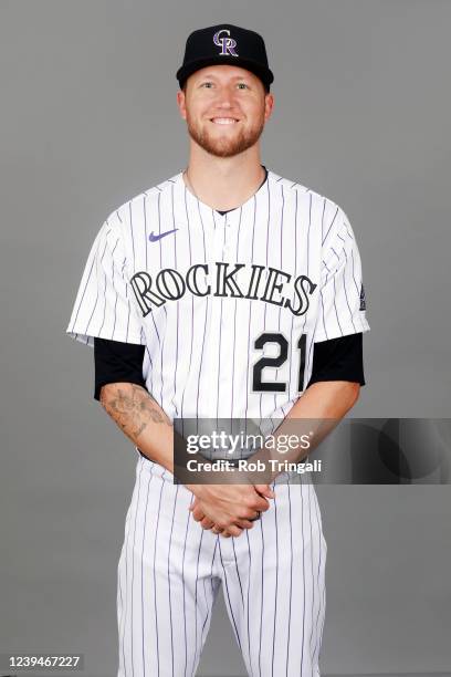 Kyle Freeland of the Colorado Rockies poses for a photo during the Colorado Rockies Photo Day at Salt River Fields at Talking Stick on Tuesday, March...