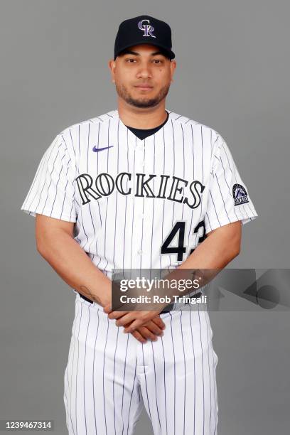 Jhoulys Chacin of the Colorado Rockies poses for a photo during the Colorado Rockies Photo Day at Salt River Fields at Talking Stick on Tuesday,...