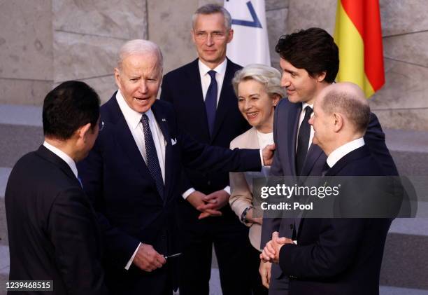 Japan's Prime Minister Fumio Kishida, U.S. President Joe Biden, NATO Secretary General Jens Stoltenberg, European Commission President Ursula von der...