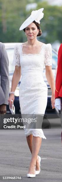 Catherine, Duchess of Cambridge attends the inaugural Commissioning Parade for service personnel from across the Caribbean with Prince William, Duke...