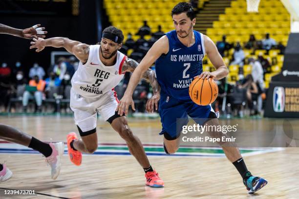 Neji Jaziri of the Union Sportive Monastirienne dribbles the ball during the game against the Rwanda Energy Group on March 14, 2022 at the Dakar...