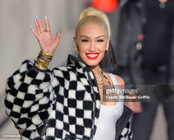 Gwen Stefani is seen at "Jimmy Kimmel Live" on March 24, 2022 in Los Angeles, California.