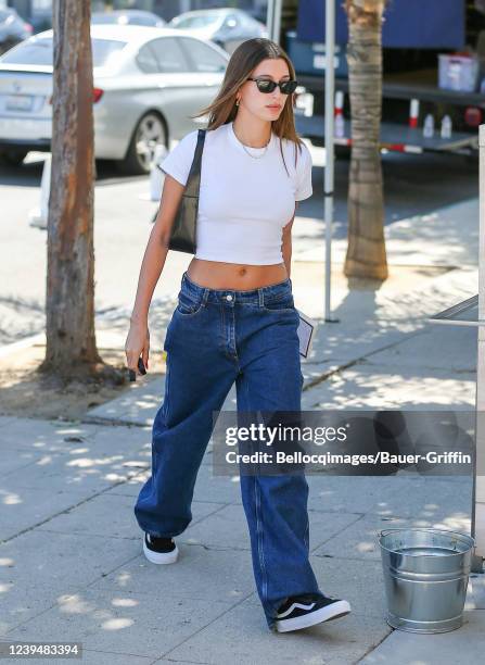 Hailey Bieber is seen on March 24, 2022 in Los Angeles, California.