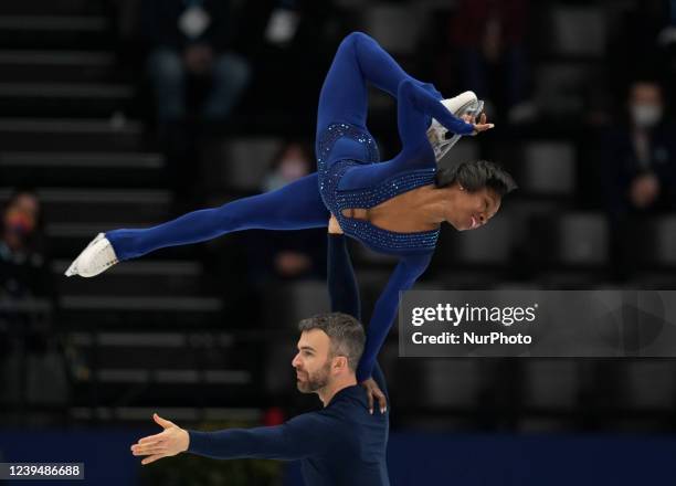 Vanessa James and Eric Radford from Canada during Pairs Free Skating, at Sud de France Arena, Montpellier, France on March 24, 2022.