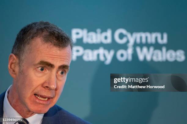 Leader of Plaid Cymru Adam Price MS speaks during the Plaid Cymru Spring Conference at the Principality Stadium on March 25, 2022 in Cardiff, Wales....