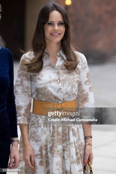 Princess Sofia of Sweden arrives at a graduation ceremony for Sophiahemmet University at Stockholm City Hall on March 25, 2022 in Stockholm, Sweden.