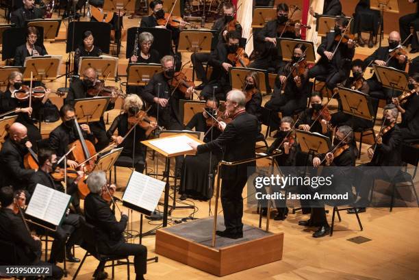 David Robertson conducts the LA Philharmonic as they perform Mahler's strangest symphony at Walt Disney Concert Hall on Thursday, March 24, 2022 in...