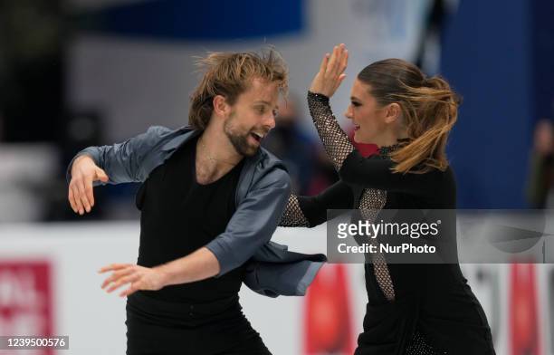 Kaitlin Hawayek and Jean-Luc Baker from United States of America during Pairs Ice Dance, at Sud de France Arena, Montpellier, France on March 25,...