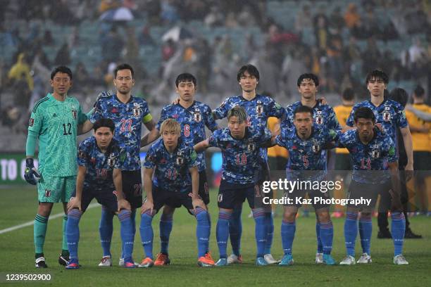 Team Photo of Japan during the FIFA World Cup Qatar 2022 AFC Asian Qualifying match between the Australia Socceroos and Japan at Accor Stadium on...